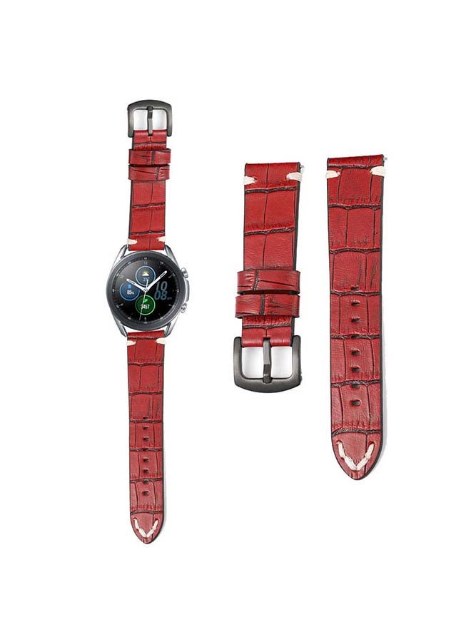 بيرفيي سوار بديل مصنوع من الجلد الطبيعي بملمس حبيبات، يستخدم لساعة سامسونج جالاكسي 3، بمقاس 45 مم. أحمر - Image 2