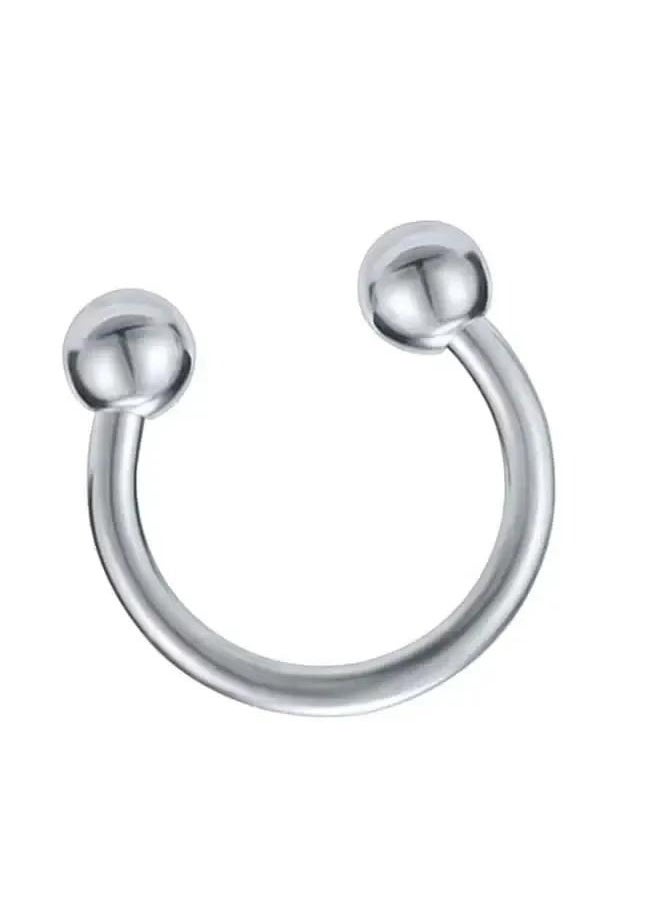 yongsheng Forbidden Body Jewelry Titanium Septum Piercing Horseshoe Hoop Ring with 3 mm Balls，Stainless Steel Horseshoe Captive Bead Nose Ring  - Image 3