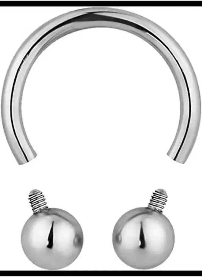 yongsheng Forbidden Body Jewelry Titanium Septum Piercing Horseshoe Hoop Ring with 3 mm Balls，Stainless Steel Horseshoe Captive Bead Nose Ring  - Image 2