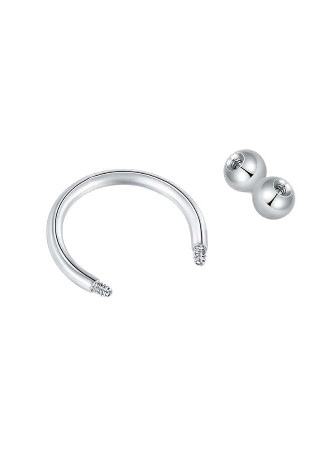 yongsheng Forbidden Body Jewelry Titanium Septum Piercing Horseshoe Hoop Ring with 3 mm Balls，Stainless Steel Horseshoe Captive Bead Nose Ring - Image 4