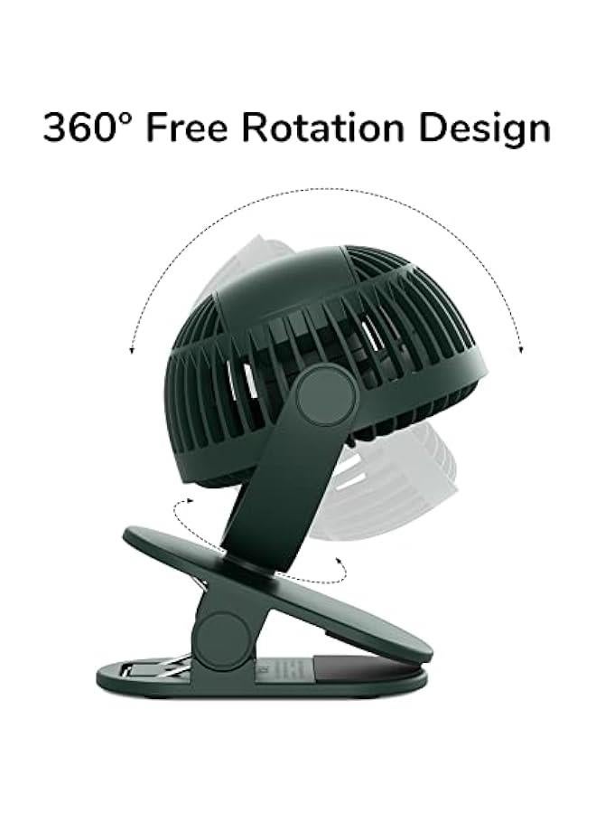 إسكدنيا مروحة مشبك، مروحة عربة أطفال تعمل بالبطارية، محمولة 4000 مللي أمبير قابلة لإعادة الشحن، 4 سرعات، رياح قوية فائقة الهدوء لعربة الأطفال والمكتب وغرفة النوم - خضراء - Image 5