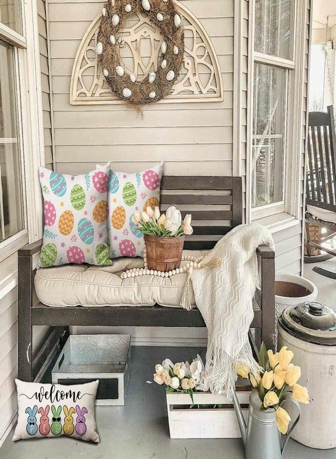 DFXSZ Easter Pillow Covers 18x18 Set of 2 Easter Colorful Egg Decor for Throw Pillows Covers Spring Farmhouse Pillow Covers Decor Couch Living Room 83A - Image 5