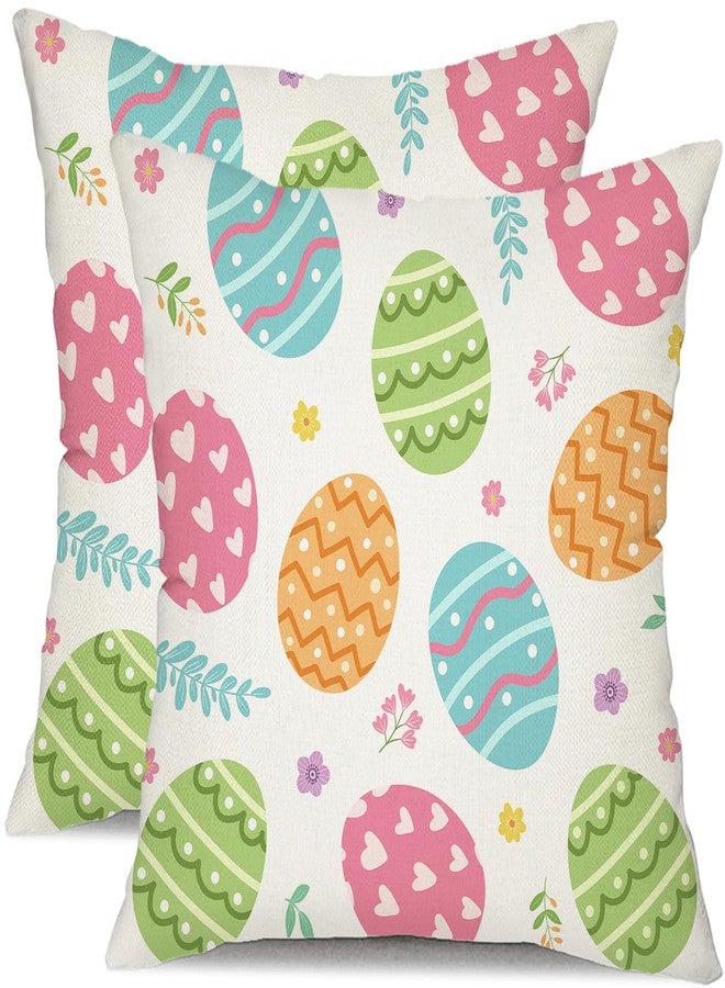 DFXSZ Easter Pillow Covers 18x18 Set of 2 Easter Colorful Egg Decor for Throw Pillows Covers Spring Farmhouse Pillow Covers Decor Couch Living Room 83A - Image 1