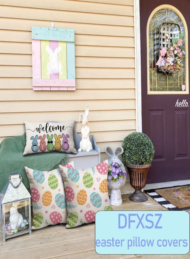 DFXSZ Easter Pillow Covers 18x18 Set of 2 Easter Colorful Egg Decor for Throw Pillows Covers Spring Farmhouse Pillow Covers Decor Couch Living Room 83A - Image 3