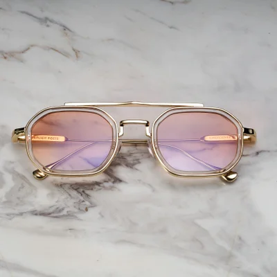 Explicit Poets Explicit Poets Unisex Vex Gold & Clear-Gradient Gold Stylish Sunglasses, A21EP4