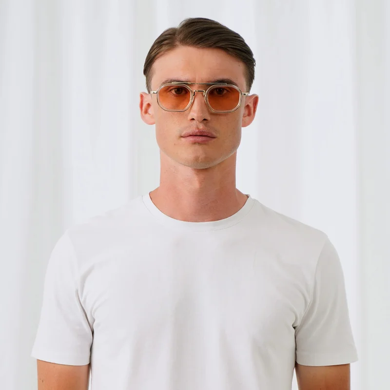 Explicit Poets Explicit Poets Unisex Vex Gold & Clear-Gradient Gold Stylish Sunglasses, A21EP4