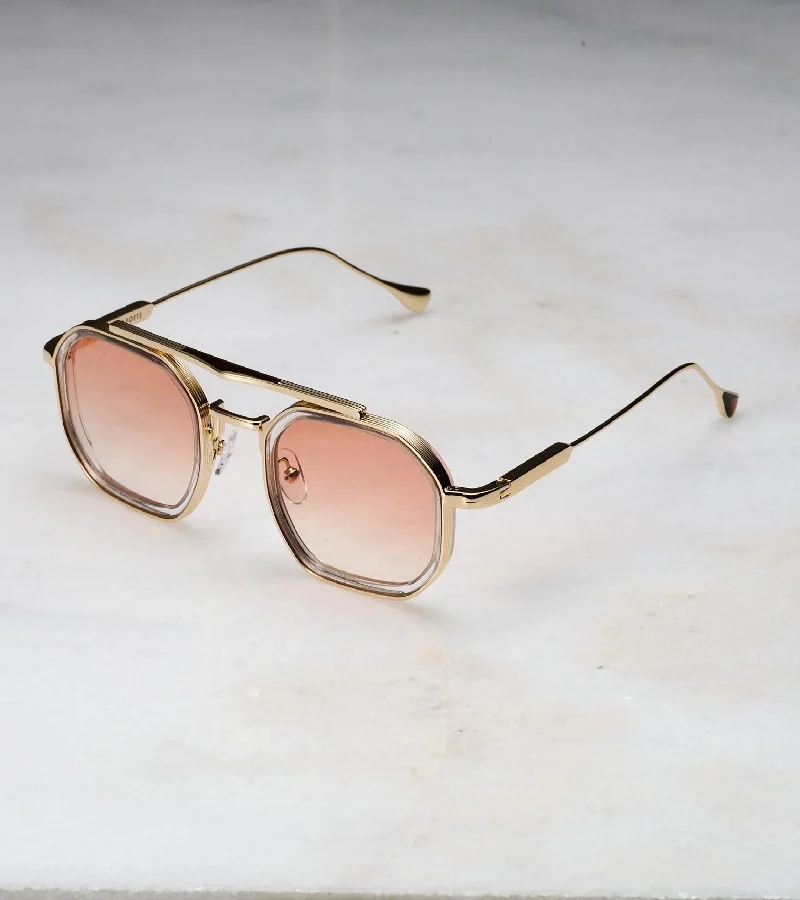 Explicit Poets Explicit Poets Unisex Vex Gold & Clear-Gradient Gold Stylish Sunglasses, A21EP4