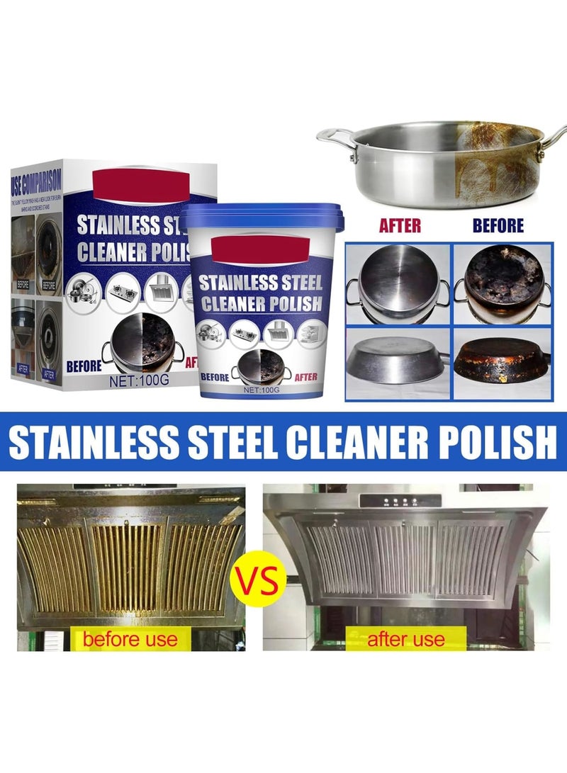 Cobest Household Kitchen Cleaner, 100g Powerful Stainless Steel Paste, Cookware Oily Clean Cream, Strong Cream Detergent for Pot Bottom Scale, Appliances Rust, Pots Pans Stain, Multi-Purpose Polish - Image 2