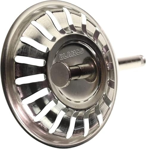 Blanco, 119146 8cm Sink Strainer with Easy Use Pivot 18 Drain Holes Genuine Replacement Stainless Steel - Image 1