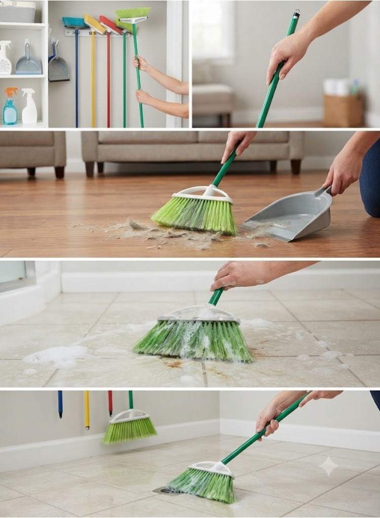 Floormaster Soft Broom With Metal Handle 120 cm Green - Image 2