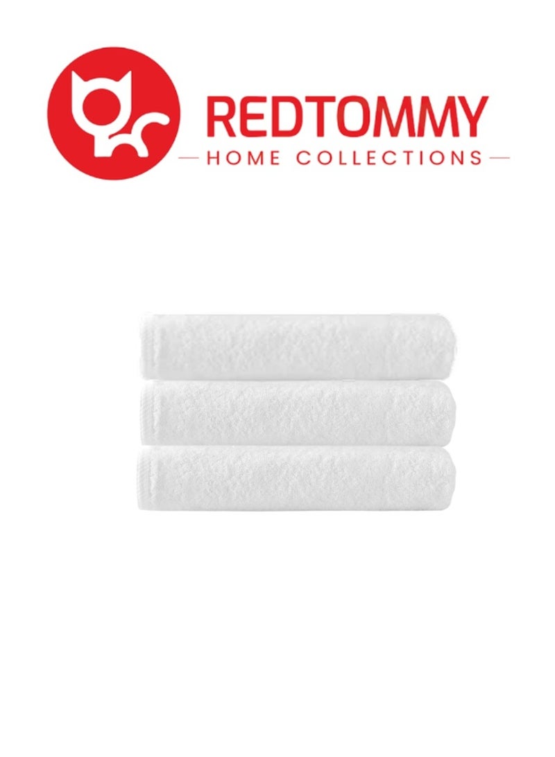 REDTOMMY عبوة من 3 - منشفة يد - 100% قطن حجم متوسط (50x80 سم) عالية الامتصاص ومتينة للغاية، اللون - أبيض - Image 1
