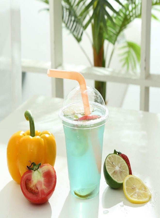 TashiBox [ 16oz - 100 Set Plastic Cups with Dome lids Clear, Iced Coffee, Smoothie, Juice, Soda, Cocktail and Party Cups - Image 3