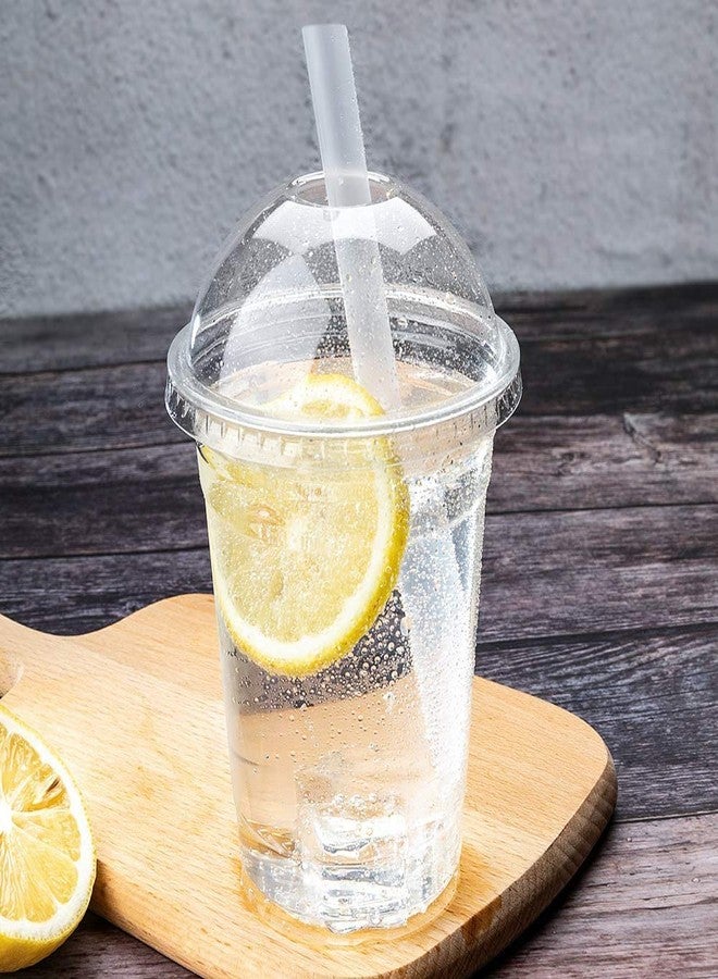 TashiBox [ 16oz - 100 Set Plastic Cups with Dome lids Clear, Iced Coffee, Smoothie, Juice, Soda, Cocktail and Party Cups - Image 2
