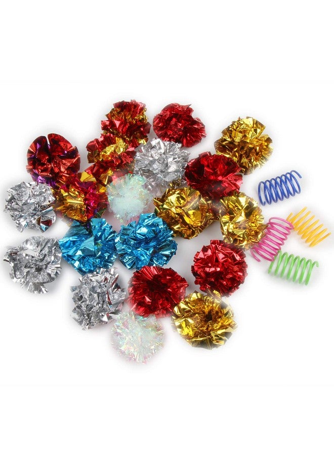 آيكوبيوتي كرات ICObuty Crinkle Balls ألعاب القطط عبوة من 20 قطعة من ألعاب الزنبركات خفيفة الوزن، مجموعة من 4 كرات Mylar Rustling Sound Balls مقاس 1.5-2 بوصة، ألعاب نشاط ممتعة خفيفة الوزن للقطط والكلاب بألوان عشوائية - Image 1