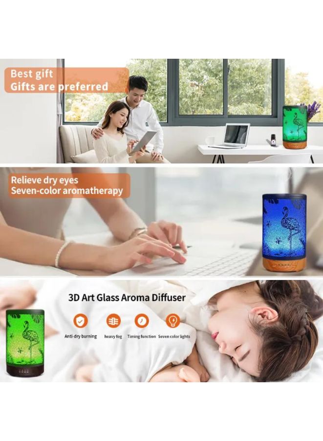 Essential Oil Diffuser With 120 Ml Capacity. Metal Aromatherapy Diffuser With Auto Shut Off Protection, Waterless, 7 Selectable Led Colors, for Home, Office, Spa, Flamingo - Image 5