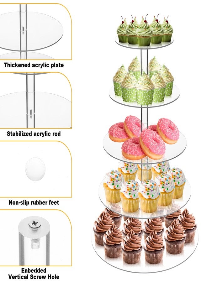 Limbeuuu 5 Tier Round Cupcake Stand for 50 Cupcakes, Acrylic Clear Cupcake Display Stand, Cupcakes Holder Stands for Birthday Party Baby Shower - Image 5