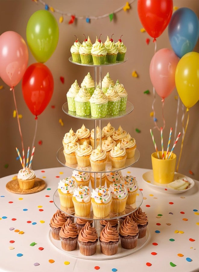 Limbeuuu 5 Tier Round Cupcake Stand for 50 Cupcakes, Acrylic Clear Cupcake Display Stand, Cupcakes Holder Stands for Birthday Party Baby Shower - Image 3
