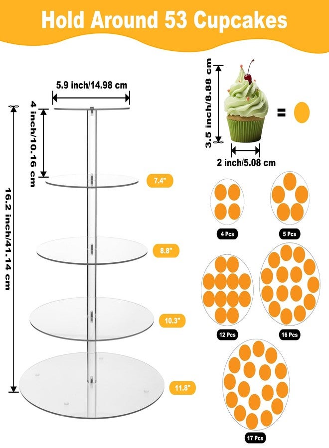 Limbeuuu 5 Tier Round Cupcake Stand for 50 Cupcakes, Acrylic Clear Cupcake Display Stand, Cupcakes Holder Stands for Birthday Party Baby Shower - Image 2