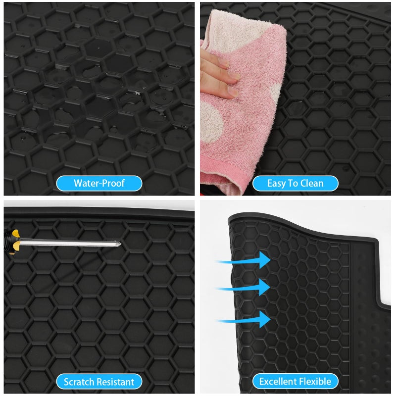 Matericuo Car Floor Mats Custom Fit for Volkswagen VW Jetta 2010-2018 Sedan Full Black Rubber Auto Liner Mats All Weather Protection Heavy Duty Odorless - Image 5