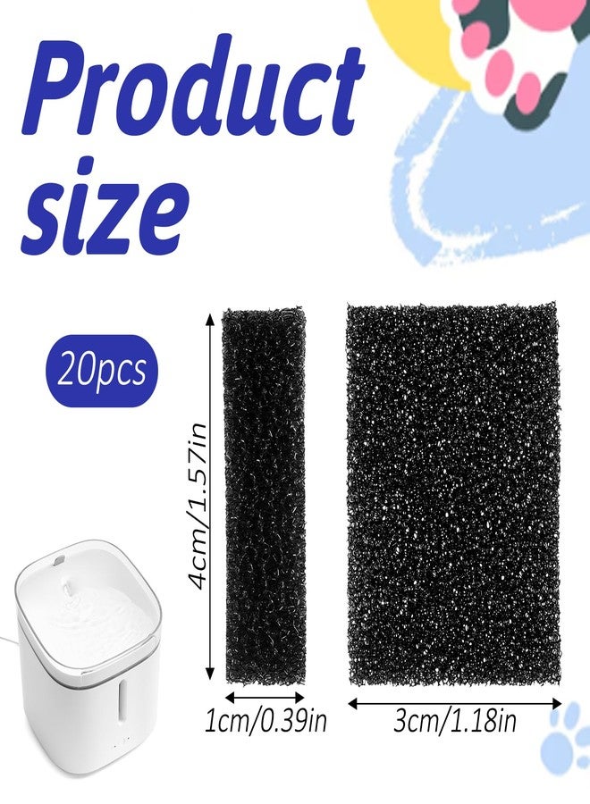 Ajcotahm 20 Pcs Pet Fountain Replacement Foam Filters, Cat Water Fountain Sponge Filters Compatible with PETKIT Eversweet 3 Pro PETKIT Eversweet Solo 2 - Image 2
