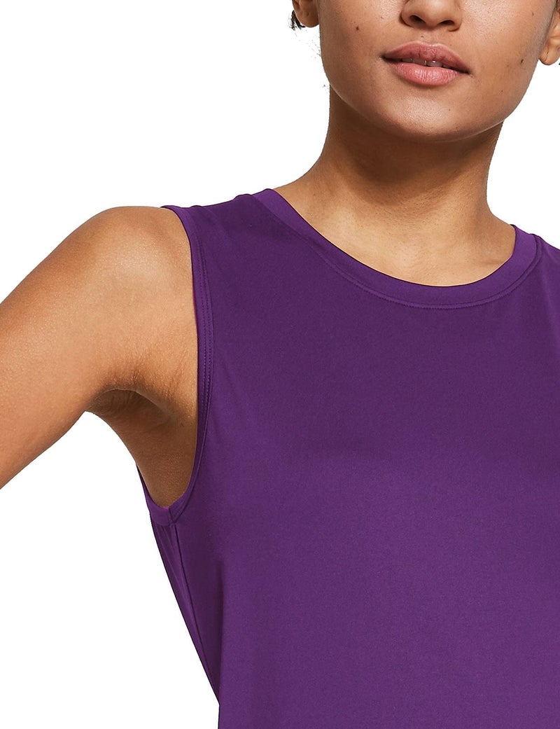 baleaf Women's Sleeveless Workout Shirts Exercise Running Tank Tops Active Gym Tops Purple Size M - Image 3