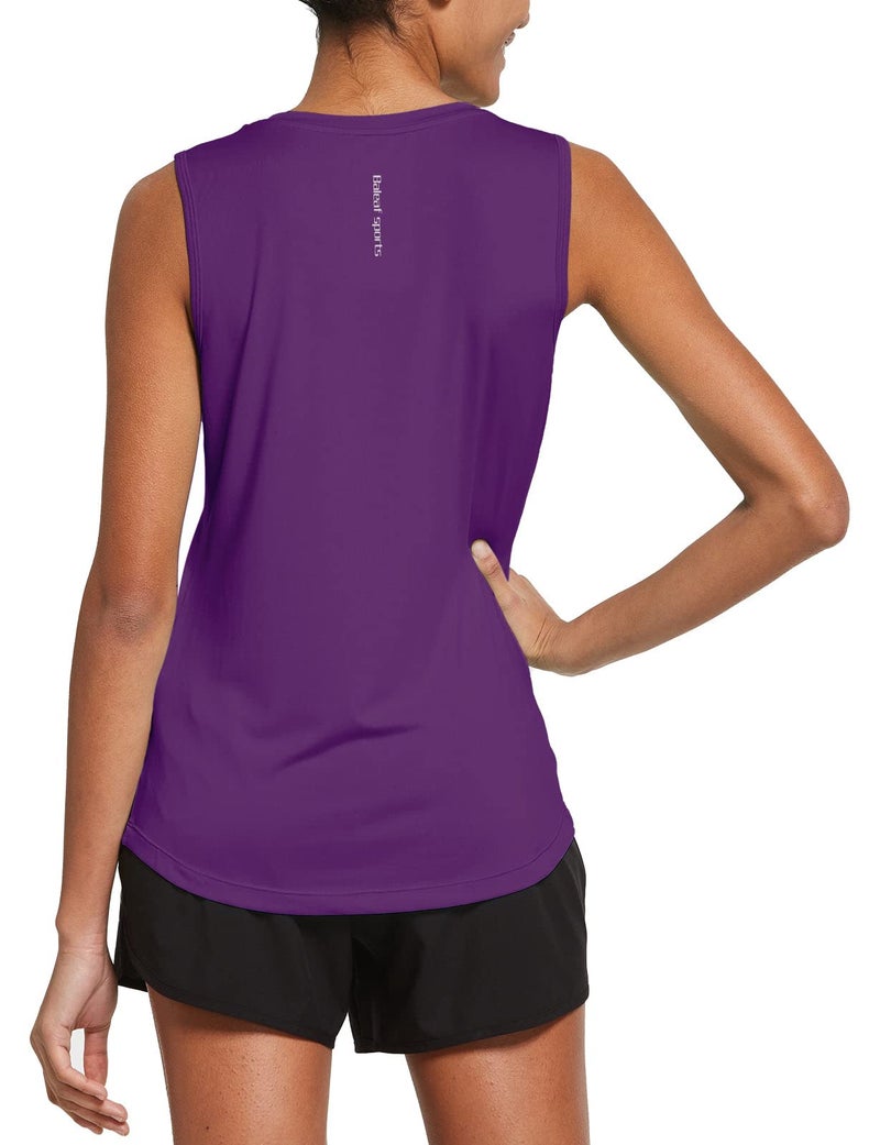 baleaf Women's Sleeveless Workout Shirts Exercise Running Tank Tops Active Gym Tops Purple Size M - Image 1