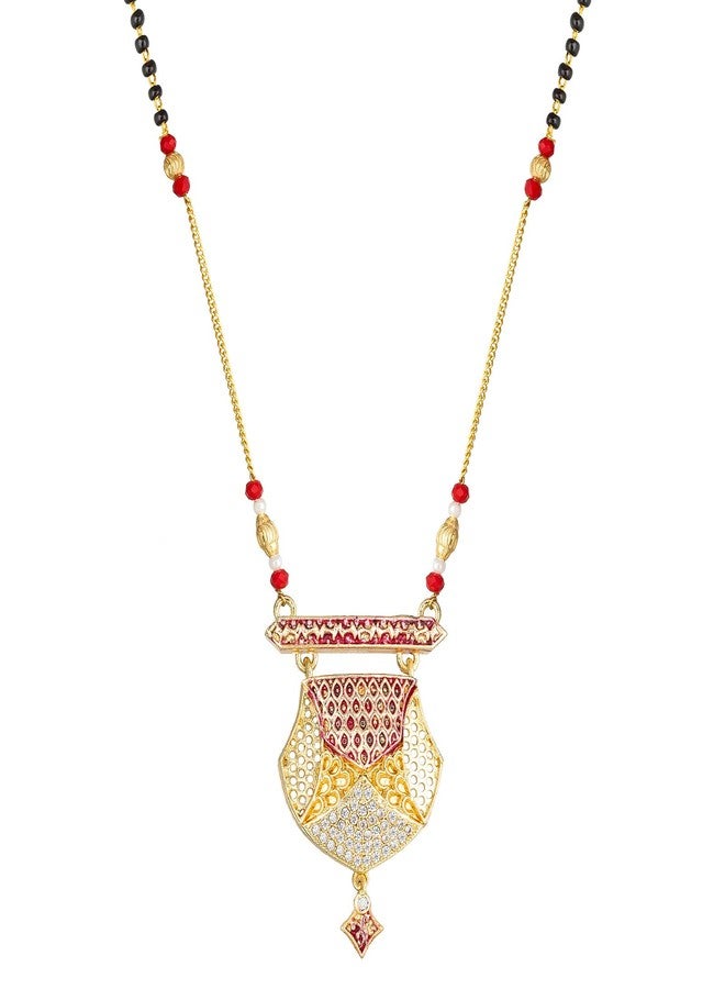 Aadita Daily Mangalsutra Gold Plated and American Diamond Mangalsutra for Women (Golden) (DT2055MS) - Image 1