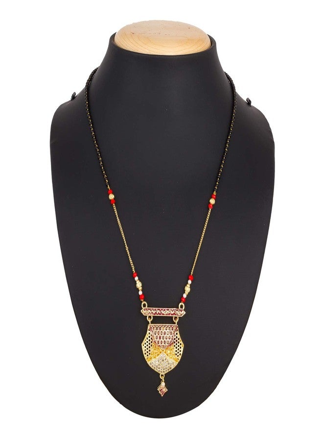 Aadita Daily Mangalsutra Gold Plated and American Diamond Mangalsutra for Women (Golden) (DT2055MS) - Image 5