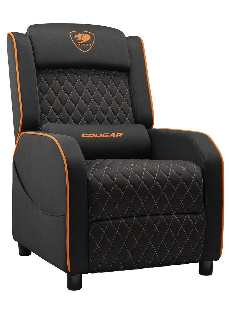COUGAR Ranger One Gaming Sofa Chair, Ergonomic Recliner with Adjustable Backrest (95°/135°/160°), Breathable Woven Fabric, High-Density Foam Padding, Headrest & Lumbar Pillow, Side Storage Pocket, Steel Frame, 150kg Max Capacity, Ideal for Console & PC Gaming, Black/Orange | 3MRAOORB.0001 - Image 1