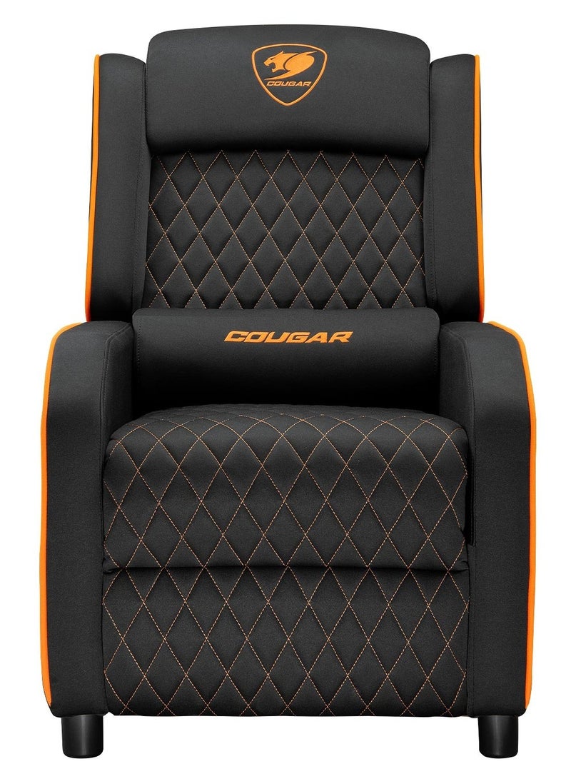 COUGAR Ranger One Gaming Sofa Chair, Ergonomic Recliner with Adjustable Backrest (95°/135°/160°), Breathable Woven Fabric, High-Density Foam Padding, Headrest & Lumbar Pillow, Side Storage Pocket, Steel Frame, 150kg Max Capacity, Ideal for Console & PC Gaming, Black/Orange | 3MRAOORB.0001 - Image 2