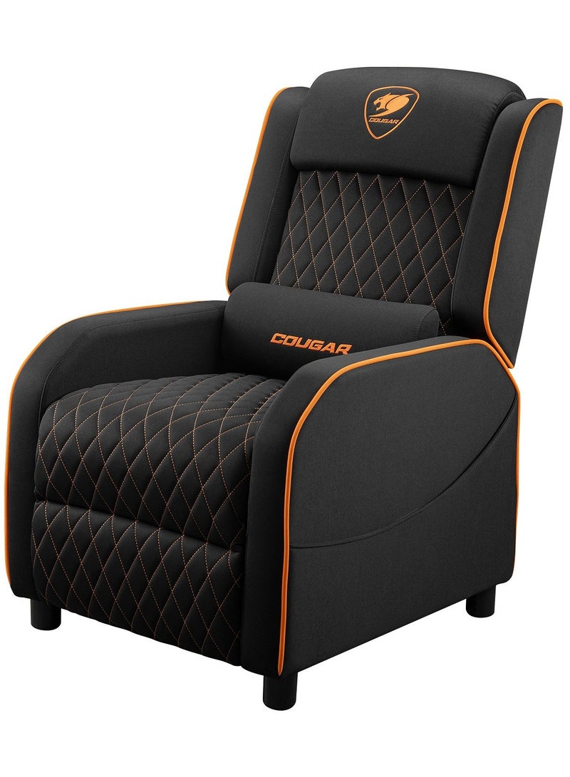 COUGAR Ranger One Gaming Sofa Chair, Ergonomic Recliner with Adjustable Backrest (95°/135°/160°), Breathable Woven Fabric, High-Density Foam Padding, Headrest & Lumbar Pillow, Side Storage Pocket, Steel Frame, 150kg Max Capacity, Ideal for Console & PC Gaming, Black/Orange | 3MRAOORB.0001 - Image 3