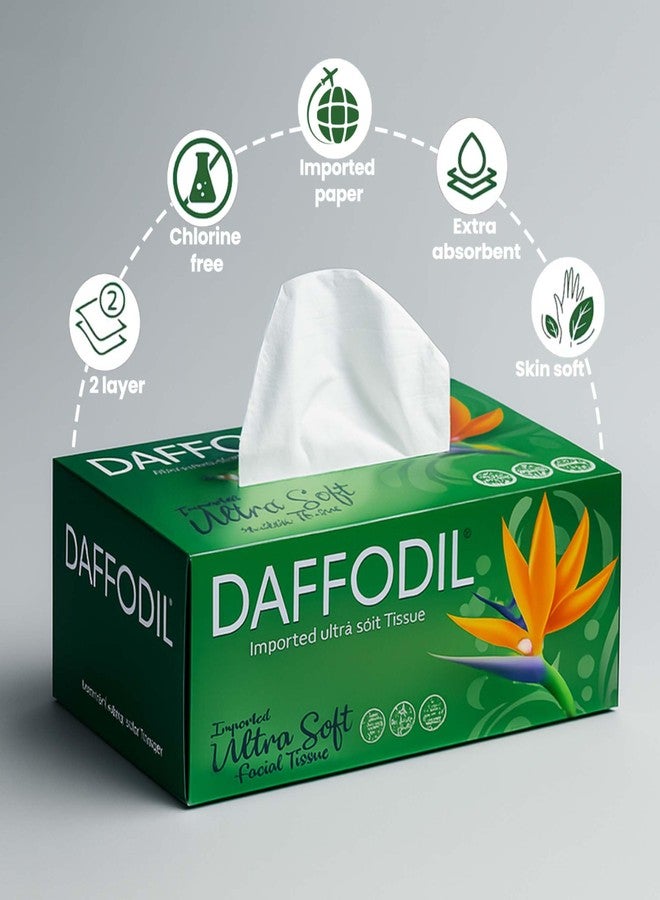 DAFFODIL 2 Ply Facial Tissue Carton - Pack of 1 (200 Pulls & 400 Sheets) | Ultra Soft, Strong & Absorbent Facial Tissues | Premium Tissue Box for Home, Office, Car & Travel Use - Image 4
