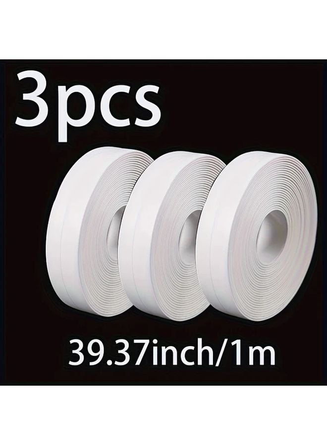 3 Rolls 1m Bathroom Sealing Tape Self Adhesive Kitchen Shower Gap Filler for Sink Bathtub Cracks - Image 1