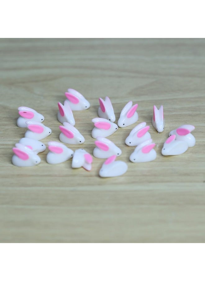 Wonderland - Wonderland Mini Pink Ear Rabbit (Set of 20)|Miniature Toys | Tiny Toys |Small Figures | Dollhouse| Fairy Garden Accessories| Unique Gifts - Image 1