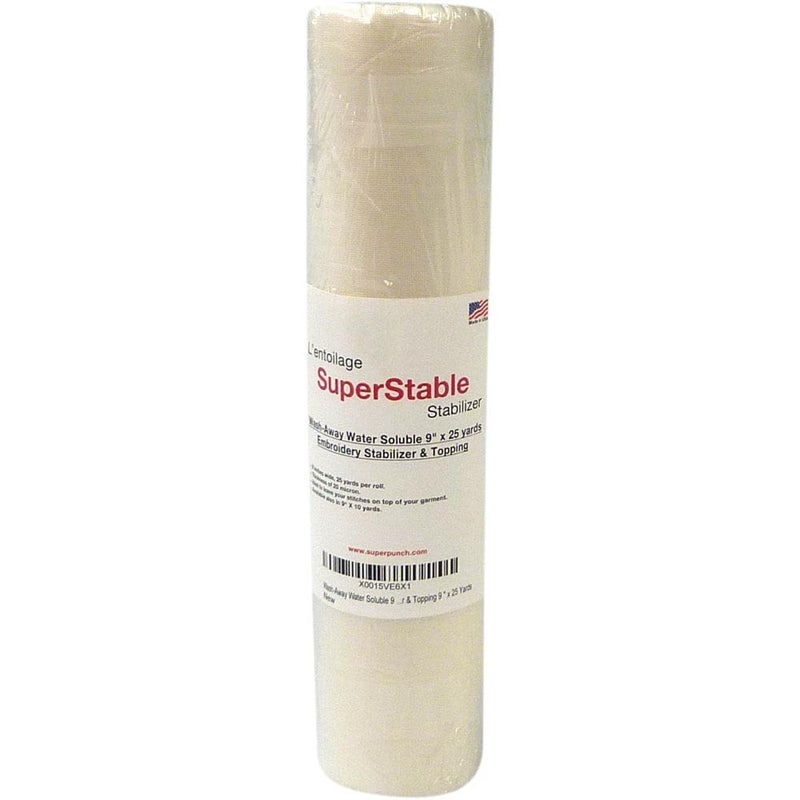 Superpunch Wash-Away Water Soluble Stabilizer for Embroidery - 9 inch x 25 Yard Roll, Fabric Stabilizer, Embroidery Backing & Cut Away Stabilizers - SuperStable Machine & Hand Sewing - Made in USA - Image 1