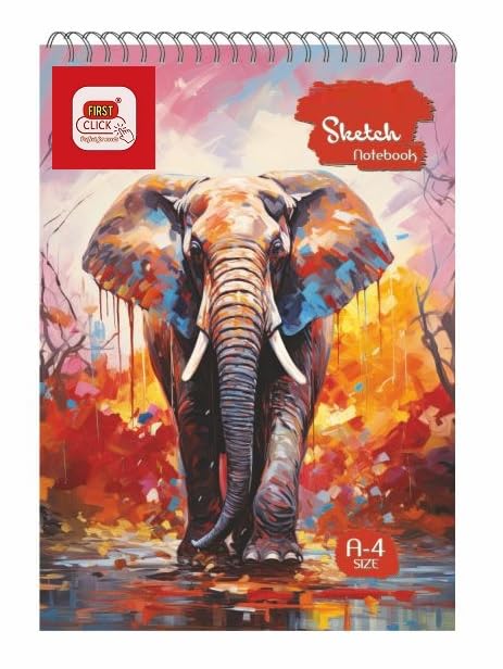 FIRST CLICK FIRST CLICK Sketch Book A4 Size 140 GSM 50 Sheets with 50 Butter Paper 100 page Spiral Bound Drawing Notebook Perfect for Sketching Coloring and Painting Spiral Bound The cover design coming as per stock available Snow white Paper - Image 1