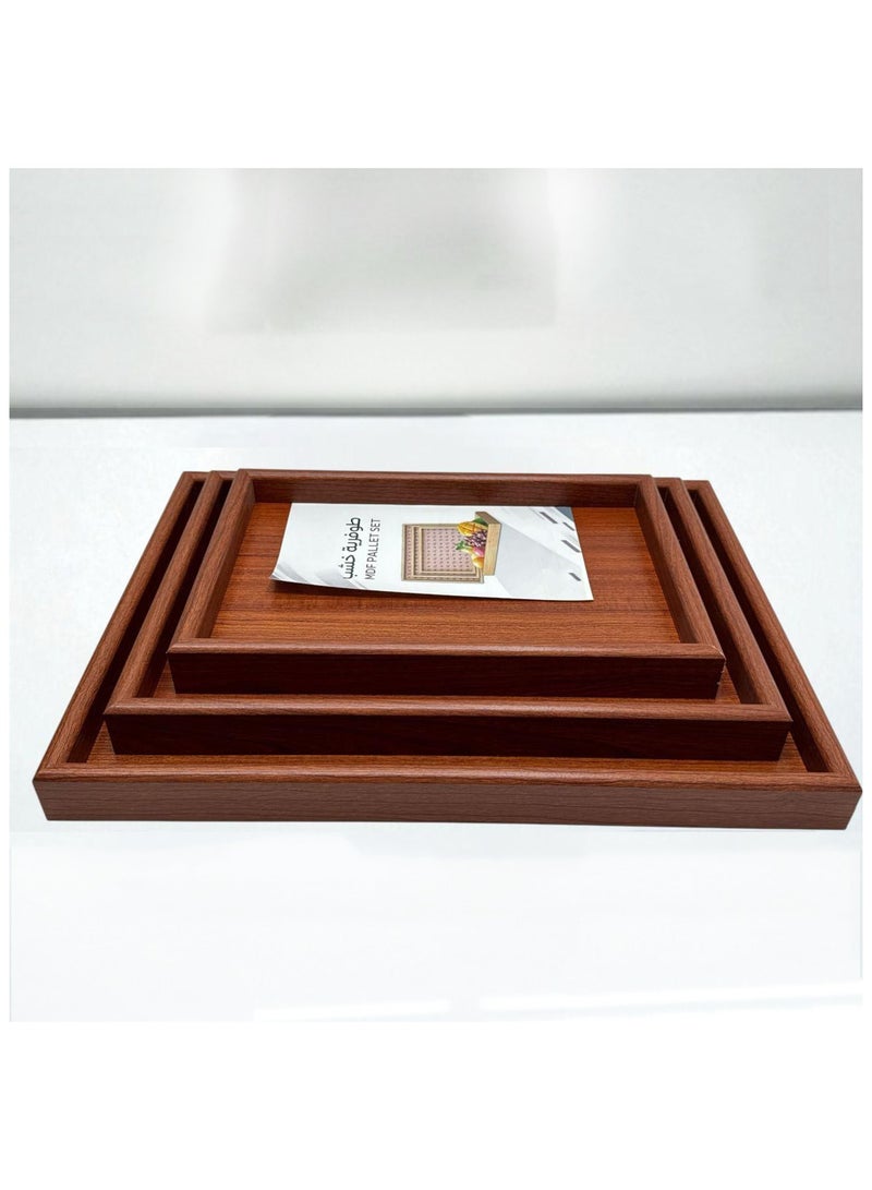 كايان طقم صواني تقديم خشبية مستطيلة – 3 قطع بأحجام مختلفة (30، 35، 40 سم) مثالية للتقديم والاستخدام اليومي - Image 1