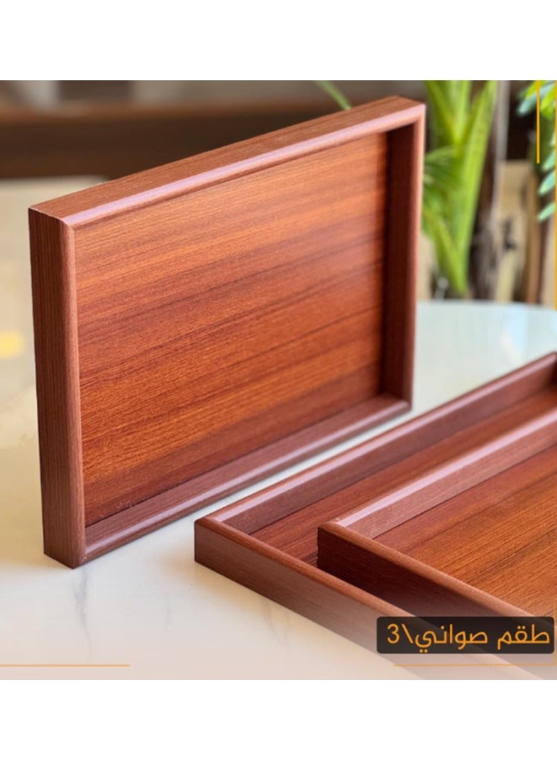 كايان طقم صواني تقديم خشبية مستطيلة – 3 قطع بأحجام مختلفة (30، 35، 40 سم) مثالية للتقديم والاستخدام اليومي - Image 2