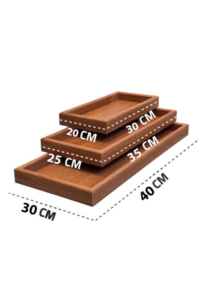 كايان طقم صواني تقديم خشبية مستطيلة – 3 قطع بأحجام مختلفة (30، 35، 40 سم) مثالية للتقديم والاستخدام اليومي - Image 5