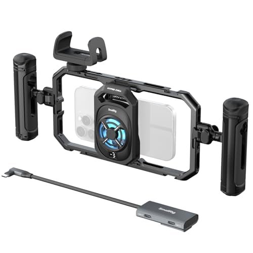 SMALLRIG AllinOne Cooling Dual Handle Phone Cage Kit for iPhone 1716Android 15W Active Cooler 4in1 USBC Hub Universal Compatibility 2531 Phones for Live Streaming 5276 - Image 1