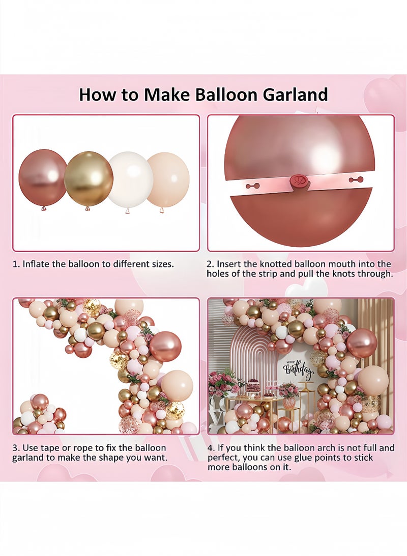 Peachjoy طقم زينة بالونات باللون الوردي الذهبي، وردي باهت، ذهبي معدني، أبيض غير لامع، وبالونات كونفيتي باللون الوردي الذهبي، أفكار لحفلات الزفاف، حفلات الاستحمام العرائسي، حفلات الأميرات، أعياد ميلاد الفتيات، زينة حفلات الاستحمام للأطفال - Image 3