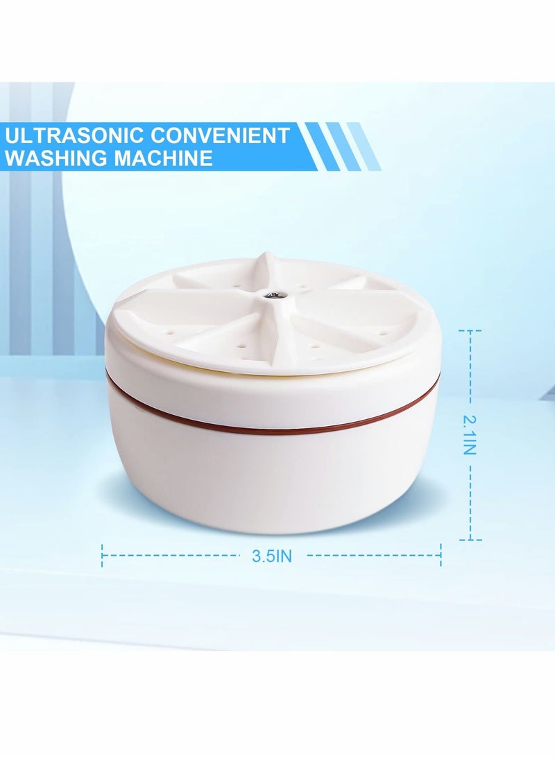 SYOSI Mini Washing Machine, Portable Ultrasonic Washing Machine, 3 In 1 Lazy Magic Laundry Turbine Removes Dirt Washer with USB Powered for Home Travel Business Camping RV Trip, White1 [Energy Class A] - Image 3