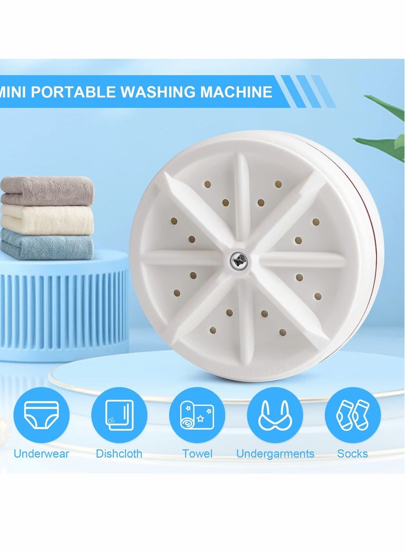SYOSI Mini Washing Machine, Portable Ultrasonic Washing Machine, 3 In 1 Lazy Magic Laundry Turbine Removes Dirt Washer with USB Powered for Home Travel Business Camping RV Trip, White1 [Energy Class A] - Image 2