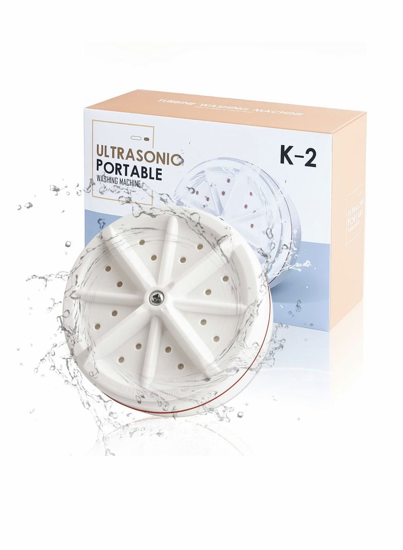 SYOSI Mini Washing Machine, Portable Ultrasonic Washing Machine, 3 In 1 Lazy Magic Laundry Turbine Removes Dirt Washer with USB Powered for Home Travel Business Camping RV Trip, White1 [Energy Class A] - Image 1