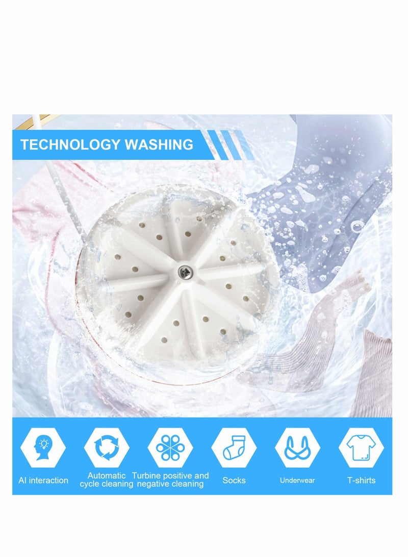 SYOSI Mini Washing Machine, Portable Ultrasonic Washing Machine, 3 In 1 Lazy Magic Laundry Turbine Removes Dirt Washer with USB Powered for Home Travel Business Camping RV Trip, White1 [Energy Class A] - Image 4