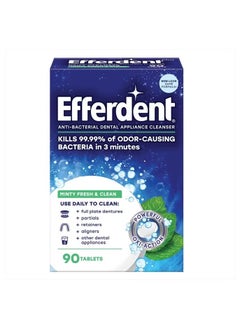 Efferdent Efferdent Retainer Cleaning Tablets, Denture Cleanser Tablets for Dental Appliances, Fresh & Clean, Minty Fresh, 90 Tablets  - Image 1