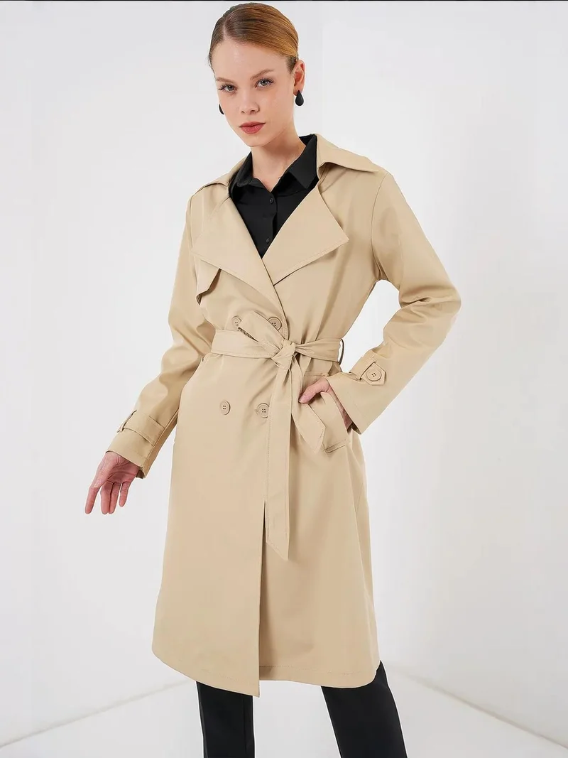 Big Dart Beige Natural BDART Belted Long-Sleeve Trench Coat for Women | Best Price UAE