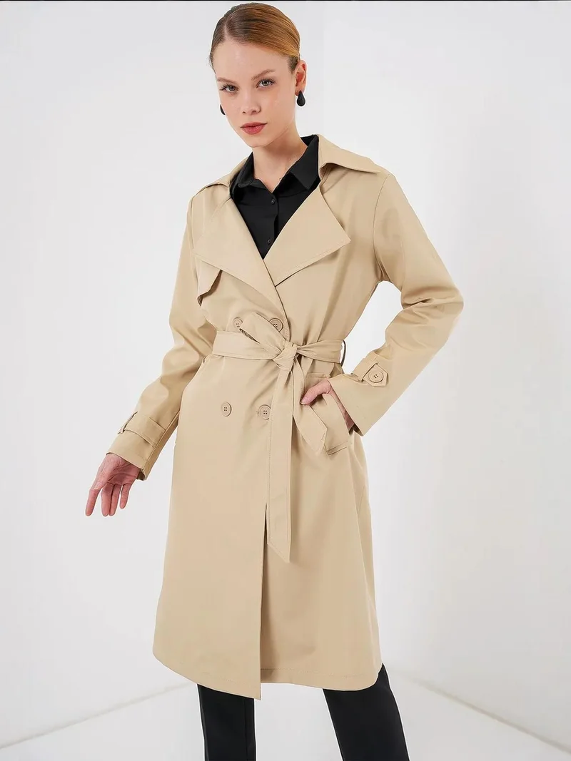 Big Dart Beige Natural BDART Belted Long-Sleeve Trench Coat for Women | Best Price UAE