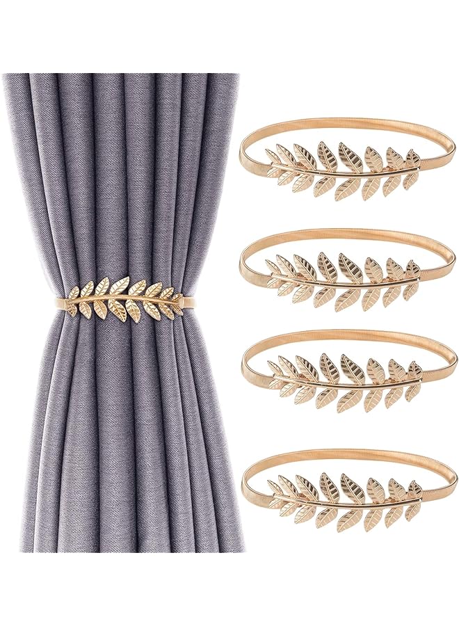 erorex 4 Pcs Alloy Curtain Holder, Gold, Polished, Curtain Tieback, Curtains Cord, Home, Hotel, Office, Fashion  - Image 1