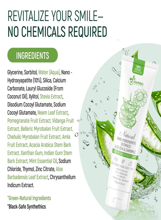 BAMBOEARTH Natural Fluoride Free Toothpaste - Nano Hydroxyapatite, Remineralizing, Sensitive Teeth, Whitening & Zero Waste Tube - Dentist Recommended for Adult & Kids Oral Aloe Vera & Chamomile (4 Pack, Aloe - Image 4